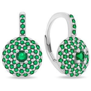 Brilio Silver Třpytivé stříbrné náušnice se zelenými zirkony EA12WG