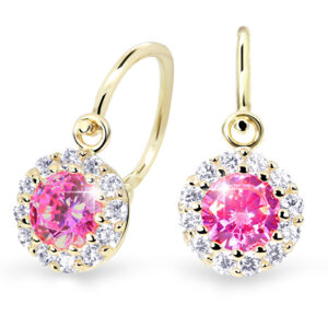 Cutie Jewellery Krásné dětské náušnice ze žlutého zlata C2745-10-X-1 fuchsiová
