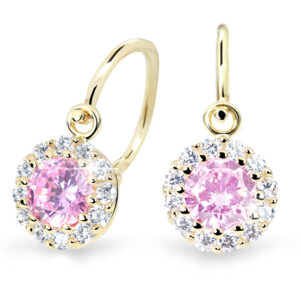 Cutie Jewellery Krásné dětské náušnice ze žlutého zlata C2745-10-X-1 růžová