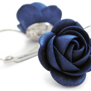 Troli Třpytivé modré visací náušnice kytičky