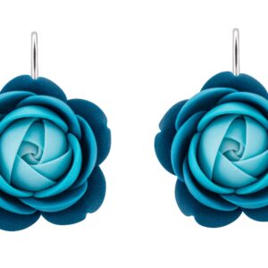 Troli Tyrkysovo-modré visací náušnice ve tvaru kytiček Deep Ocean