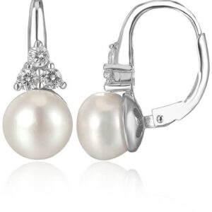 Beneto Luxusní stříbrné náušnice s pravou sladkovodní perlou AGUC2251P 0