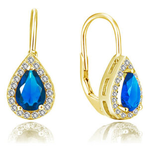 Beneto Pozlacené náušnice s modrými zirkony AGUC2229-GOLD