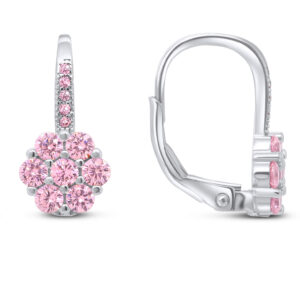 Brilio Silver Stříbrné náušnice kytičky s růžovými zirkony EA15WP