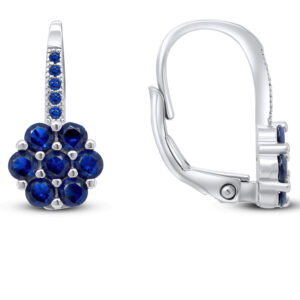 Brilio Silver Stříbrné náušnice kytičky s tmavě modrými zirkony EA15WB