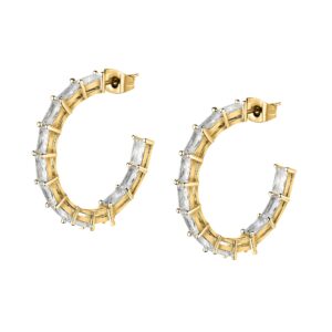 Morellato Třpytivé pozlacené náušnice kruhy Baguette SAVP04