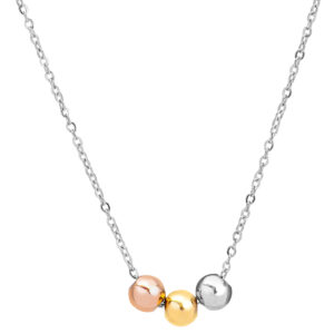 Troli Stylový ocelový náhrdelník s tricolor korálky VESN0667S