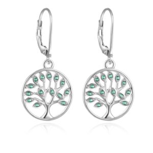 Beneto Elegantní stříbrné náušnice se zirkony Strom života AGUC917L