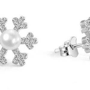 Beneto Elegantní zimní náušnice s perlou AGUP2756P