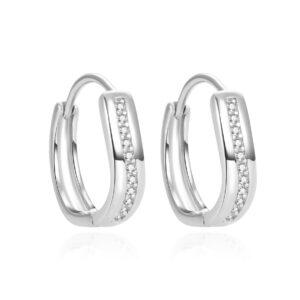 Beneto Originální stříbrné náušnice kruhy se zirkony AGUC2375L