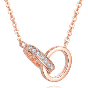 Beneto Pozlacený náhrdelník s propojenými kroužky AGS1229/47-ROSE