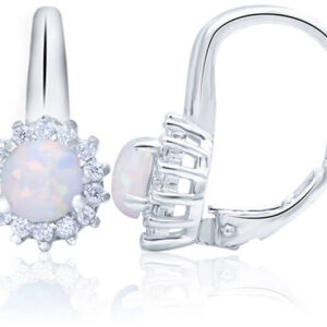 Beneto Stříbrné náušnice se syntetickými opály a čirými krystaly AGUC1205