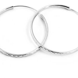 Beneto Třpytivé stříbrné kruhové náušnice AGUC2099/35/N