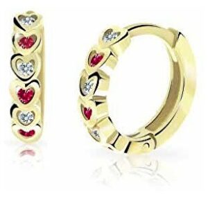 Cutie Jewellery Dětské kruhové náušnice ze žlutého zlata C3339-80-X-1 červená