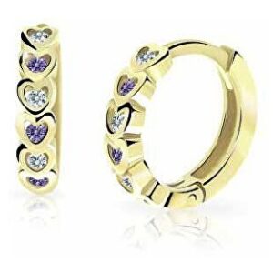 Cutie Jewellery Dětské kruhové náušnice ze žlutého zlata C3339-80-X-1 fialová
