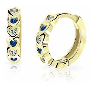 Cutie Jewellery Dětské kruhové náušnice ze žlutého zlata C3339-80-X-1 modrá