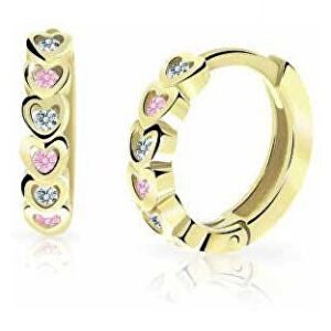 Cutie Jewellery Dětské kruhové náušnice ze žlutého zlata C3339-80-X-1 růžová