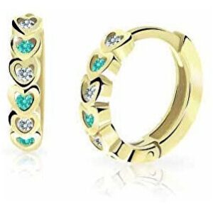 Cutie Jewellery Dětské kruhové náušnice ze žlutého zlata C3339-80-X-1 světle zelená