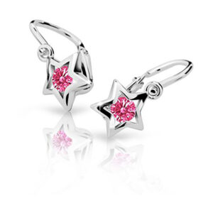 Cutie Jewellery Dětské náušnice z bílého zlata C1942-10-X-2 fuchsiová