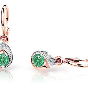 Cutie Jewellery Dětské náušnice z růžového zlata C1898-10-X-4 zelená