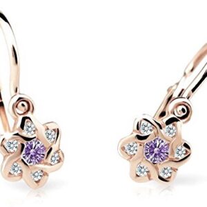 Cutie Jewellery Dětské náušnice z růžového zlata C2149-10-X-4 fialová