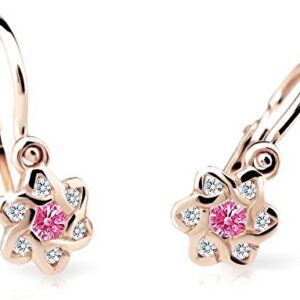 Cutie Jewellery Dětské náušnice z růžového zlata C2149-10-X-4 fuchsiová