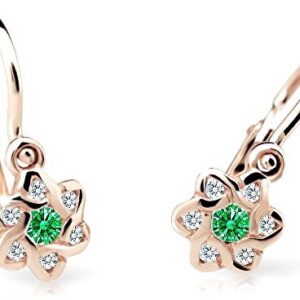 Cutie Jewellery Dětské náušnice z růžového zlata C2149-10-X-4 zelená