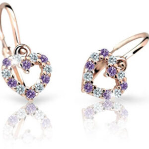 Cutie Jewellery Dětské náušnice z růžového zlata C2157-10-X-4 fialová