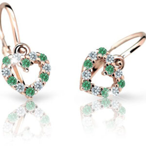 Cutie Jewellery Dětské náušnice z růžového zlata C2157-10-X-4 zelená