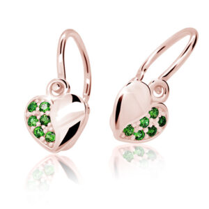 Cutie Jewellery Dětské náušnice z růžového zlata C2160-10-X-4 zelená
