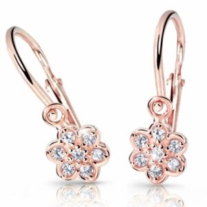 Cutie Jewellery Dětské náušnice z růžového zlata C2746-10-X-4 bílá
