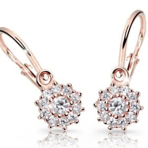 Cutie Jewellery Dětské náušnice z růžového zlata C2749-10-X-4 bílá
