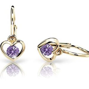 Cutie Jewellery Dětské náušnice ze žlutého zlata C1943-10-X-1 fialová