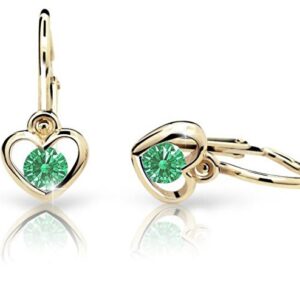 Cutie Jewellery Dětské náušnice ze žlutého zlata C1943-10-X-1 zelená