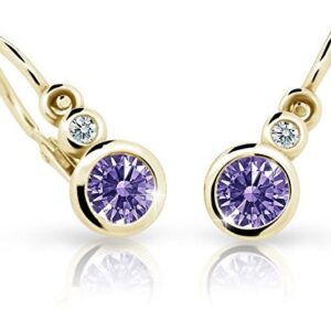Cutie Jewellery Dětské náušnice ze žlutého zlata C1984-10-X-1 fialová