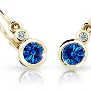 Cutie Jewellery Dětské náušnice ze žlutého zlata C1984-10-X-1 modrá