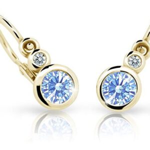 Cutie Jewellery Dětské náušnice ze žlutého zlata C1984-10-X-1 světle modrá