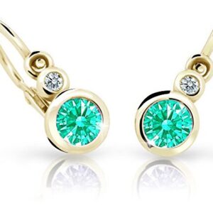 Cutie Jewellery Dětské náušnice ze žlutého zlata C1984-10-X-1 světle zelená