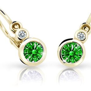 Cutie Jewellery Dětské náušnice ze žlutého zlata C1984-10-X-1 zelená