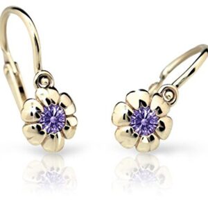 Cutie Jewellery Dětské náušnice ze žlutého zlata C2151-10-X-1 fialová