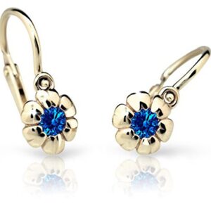 Cutie Jewellery Dětské náušnice ze žlutého zlata C2151-10-X-1 modrá