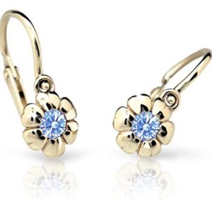 Cutie Jewellery Dětské náušnice ze žlutého zlata C2151-10-X-1 světle modrá
