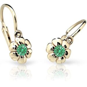 Cutie Jewellery Dětské náušnice ze žlutého zlata C2151-10-X-1 zelená