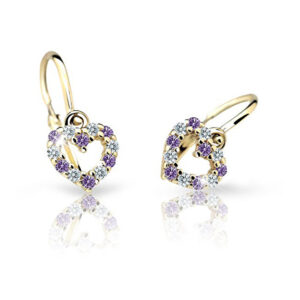 Cutie Jewellery Dětské náušnice ze žlutého zlata C2157-10-X-1 fialová