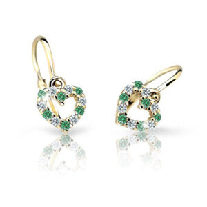 Cutie Jewellery Dětské náušnice ze žlutého zlata C2157-10-X-1 zelená