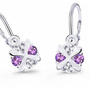 Cutie Jewellery Něžné dětské náušnice z bílého zlata C2753-10-X-2 fialová