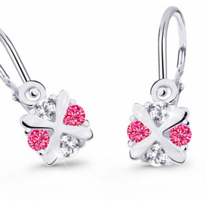 Cutie Jewellery Něžné dětské náušnice z bílého zlata C2753-10-X-2 fuchsiová