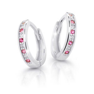 Cutie Jewellery Půvabné kruhové náušnice z bílého zlata C3342-80-X-2 fuchsiová