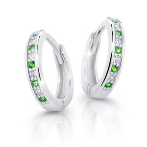 Cutie Jewellery Půvabné kruhové náušnice z bílého zlata C3342-80-X-2 zelená