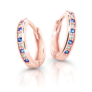 Cutie Jewellery Půvabné kruhové náušnice z růžového zlata C3342-80-X-4 modrá